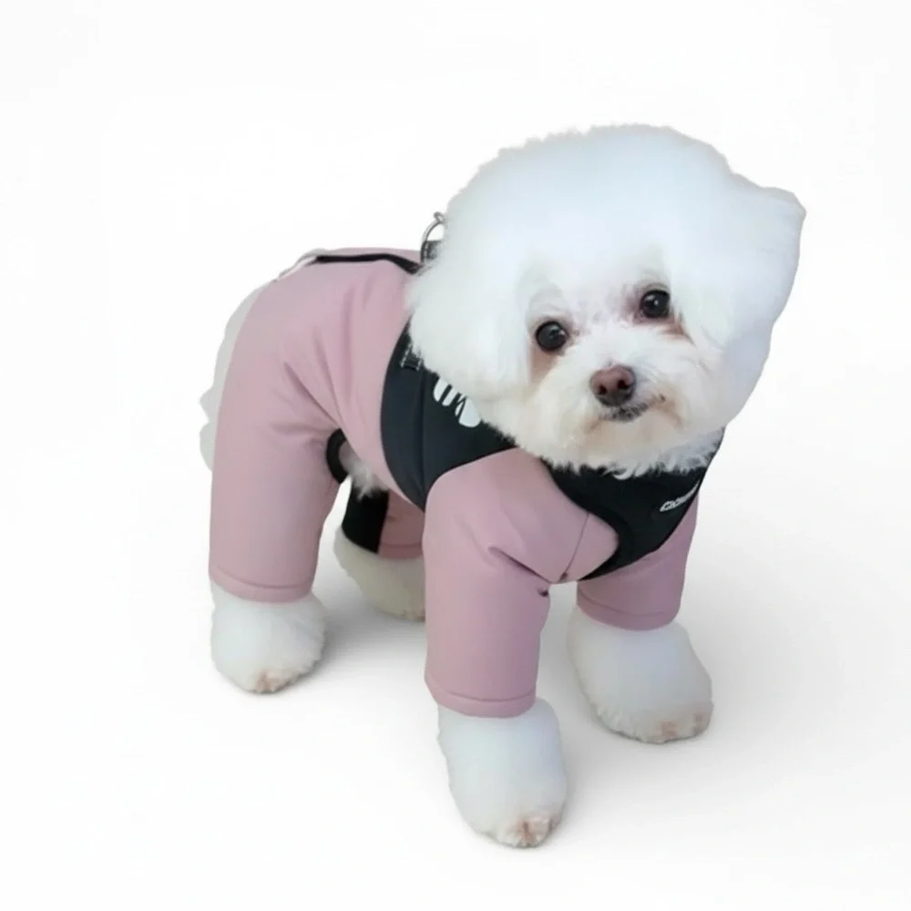 DOG WINTER JUMPSUIT IN LILAC & BLACK - BRAND NEW - Picture 3 of 10